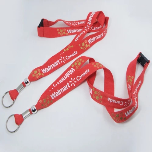 Gold sand printed logo key ring neck lanyards for business name card hodler straps