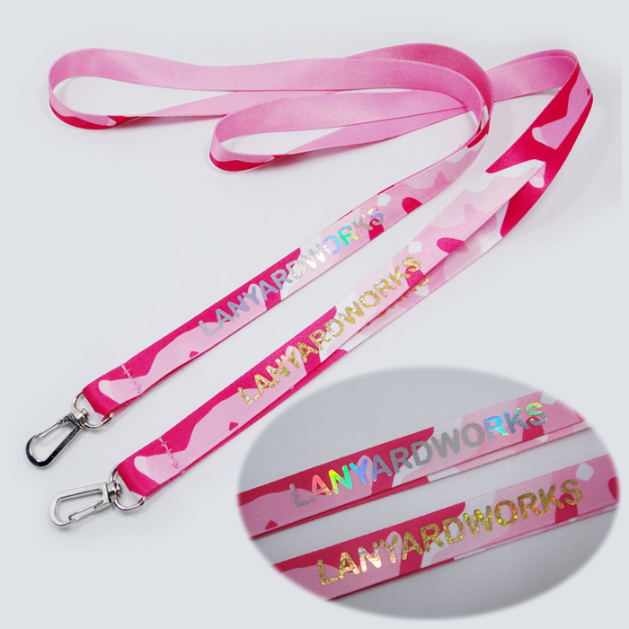 Gold metallic foil imprinted dye sublimation polyester design lanyards
