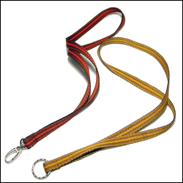 Cotton woven fabric custom webbing strap metal buckle badge hoder lanyard