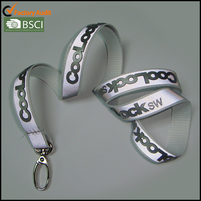 Narrow strap imprinted custom logo reflective wrist cell phone string key chain