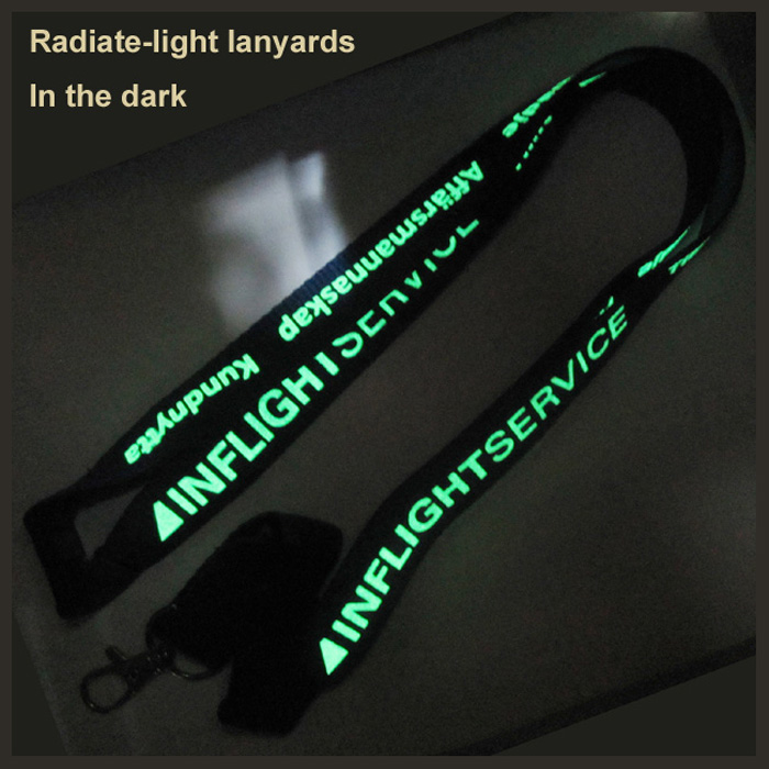 Promotional dark radiate light logo id card holder custom made lanyard