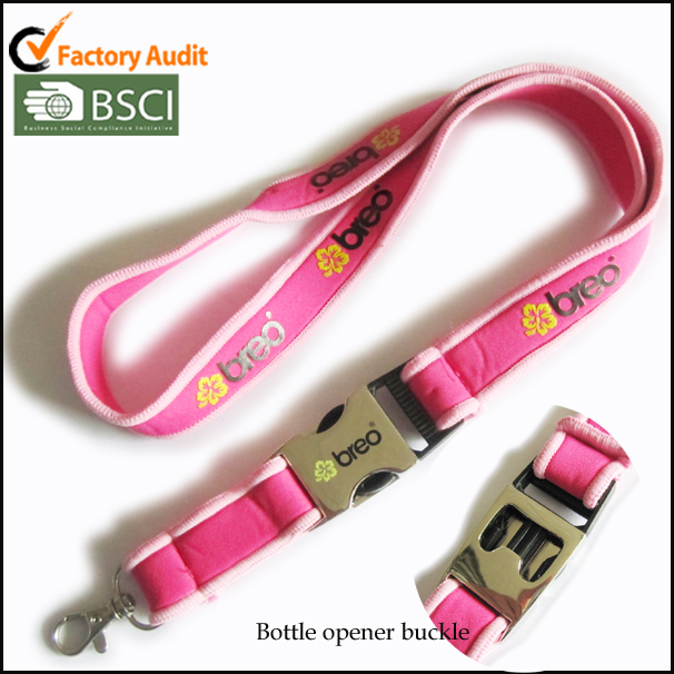 High quality bottle opener with double purpose cord printed neck strap