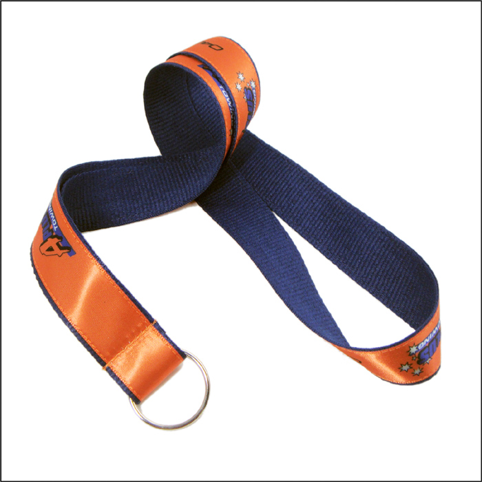 Orange satin imprinted design logo custom keychain lanyard manufacturer