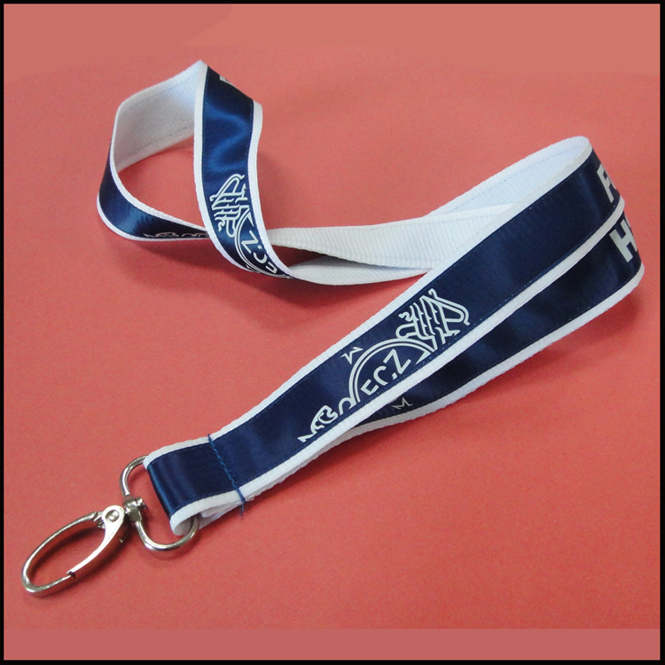 Orange satin imprinted design logo custom keychain lanyard manufacturer