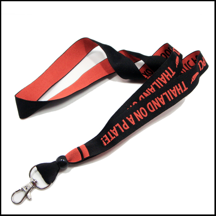 Plastic adjuster pearl woven custom logo lanyard nominimum order