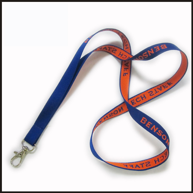 Plastic adjuster pearl woven custom logo lanyard nominimum order
