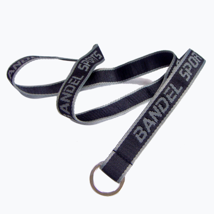 Strong key ring woven custom logo on one side nylon lanyard