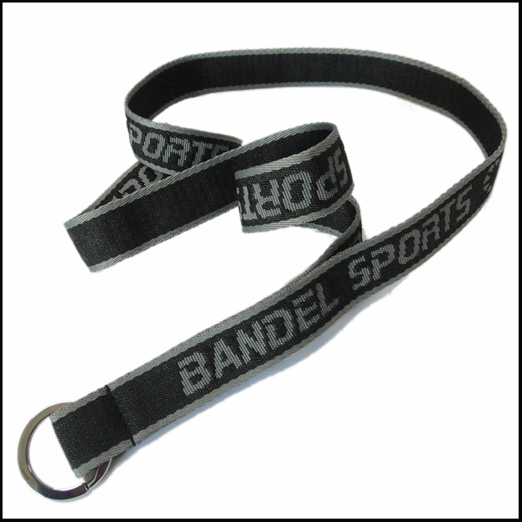 Strong key ring woven custom logo on one side nylon lanyard