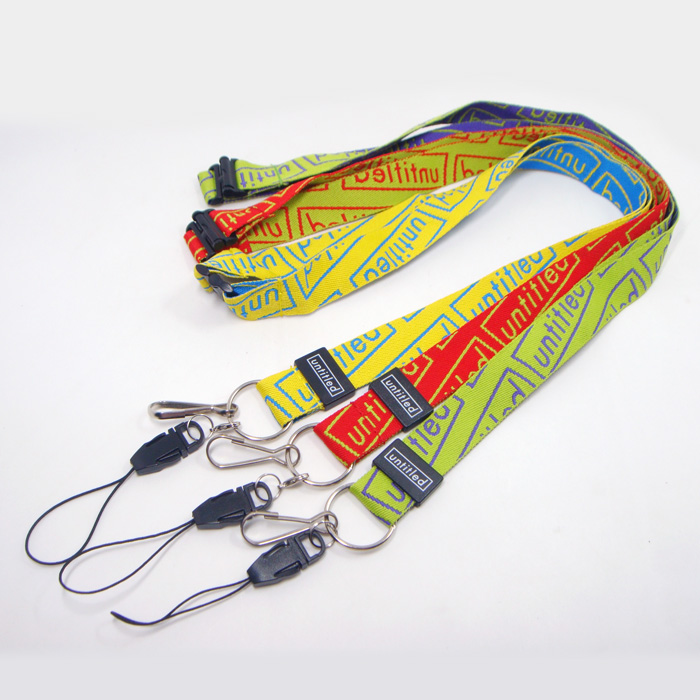 Plastic adjuster buckle woven logo business card holder neck lanyard