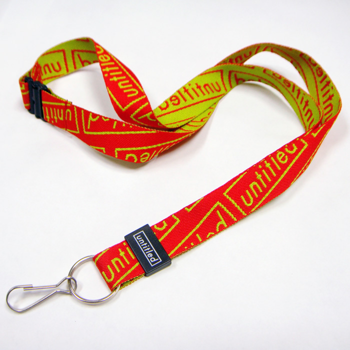 Plastic adjuster buckle woven logo business card holder neck lanyard