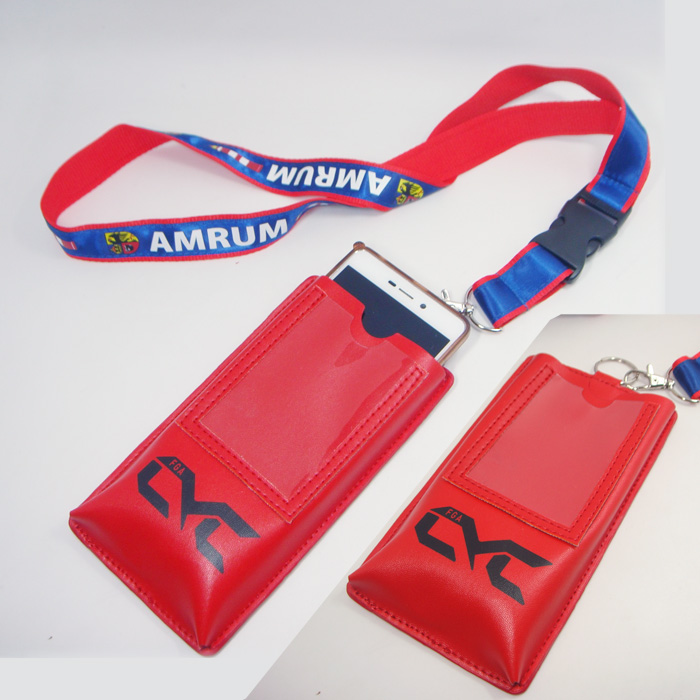 Personalised printed logo satin lanyard that cell phone holder case