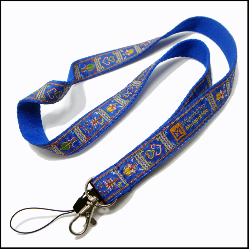 Phone holder string custom woven ethnic style logo satin necklace lanyards