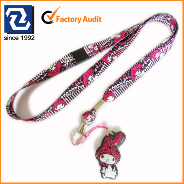 Sublimation polyester custom strap keychains with mobile phone cleaner