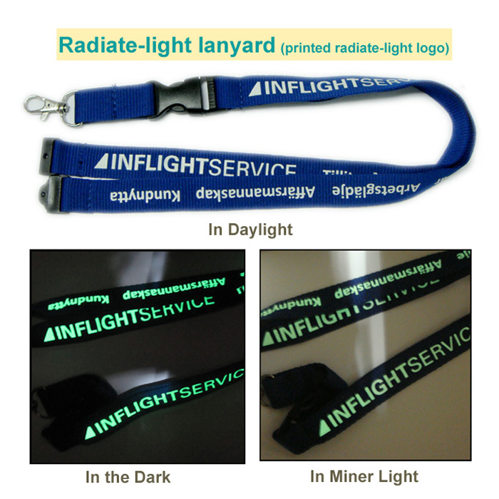 Dark radiate light logo id card holder custom made lanyard 