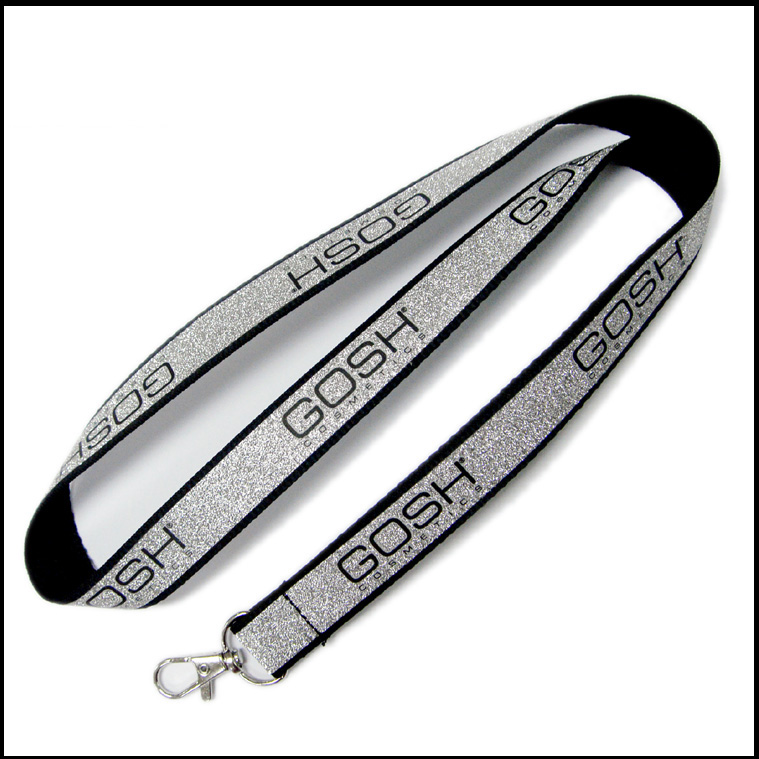 Glitter reflective custom color polyester neck strap lanyards