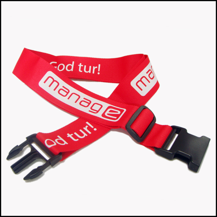 Imprinted custom logo polyester travel luggage strap manufacture