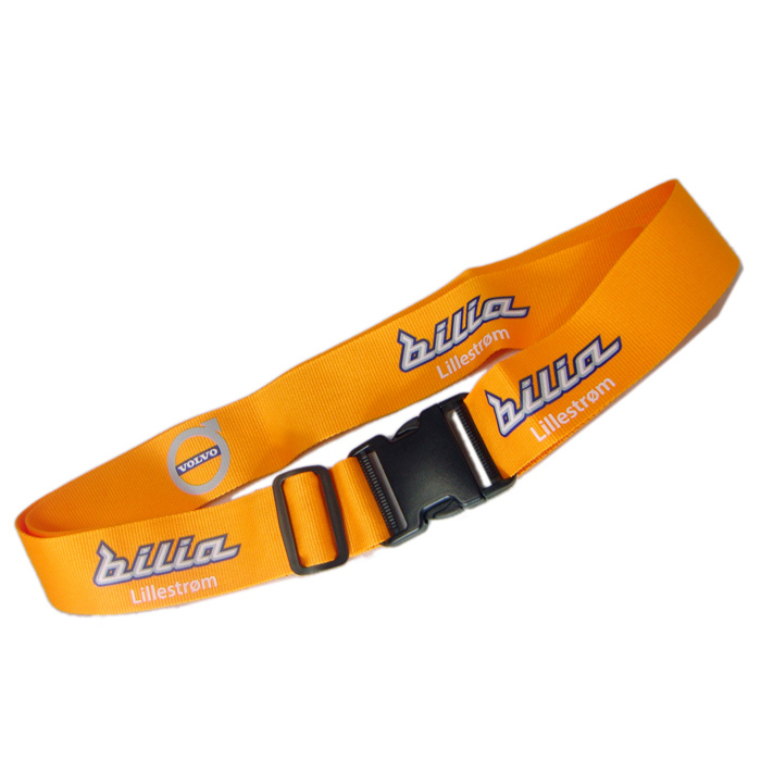 Imprinted custom logo polyester travel luggage strap manufacture