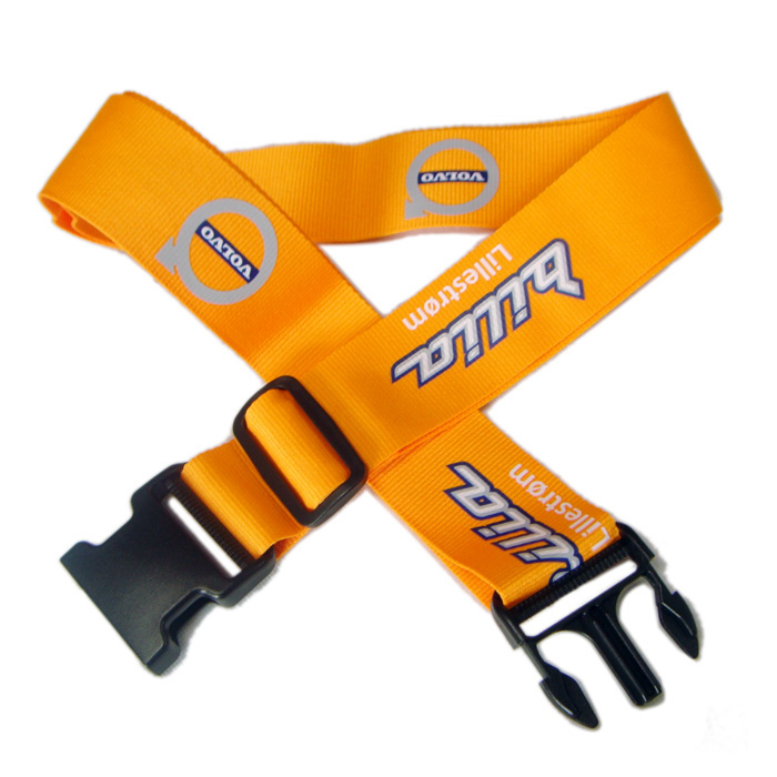 Imprinted custom logo polyester travel luggage strap manufacture