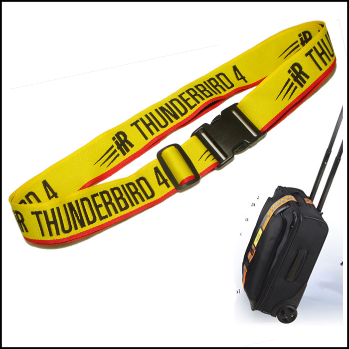 Woven custom logo green polyester travel luggage strap