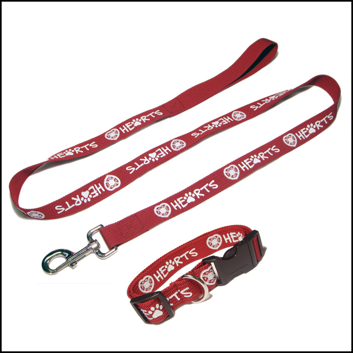 Thick fabric polyester printing custom logo pet leashes and collar