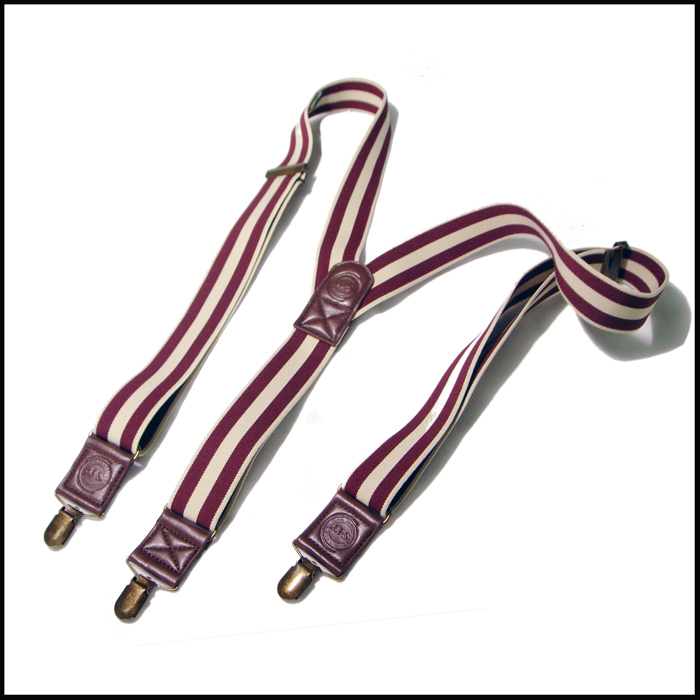 Elastic secondary colour trousers braces with logo leather trousers belt