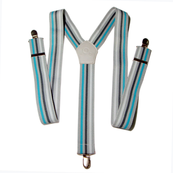 Elastic secondary colour trousers braces with logo leather trousers belt