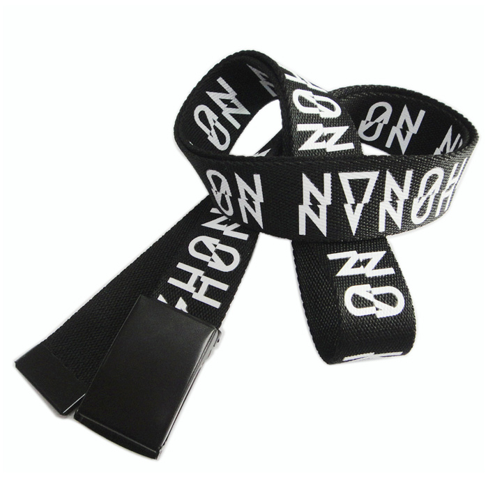 Attraction fabric polyester woven fashion belt with black metal buckle