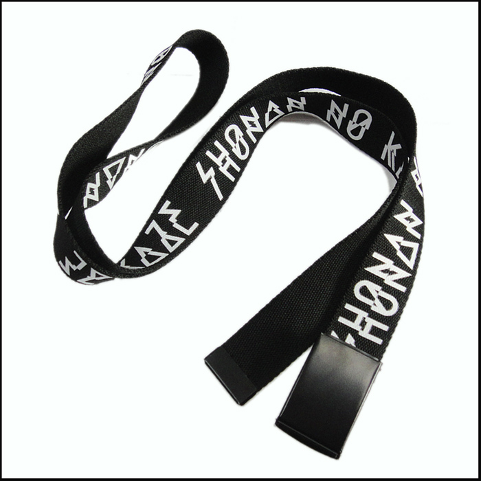 Attraction fabric polyester woven fashion belt with black metal buckle