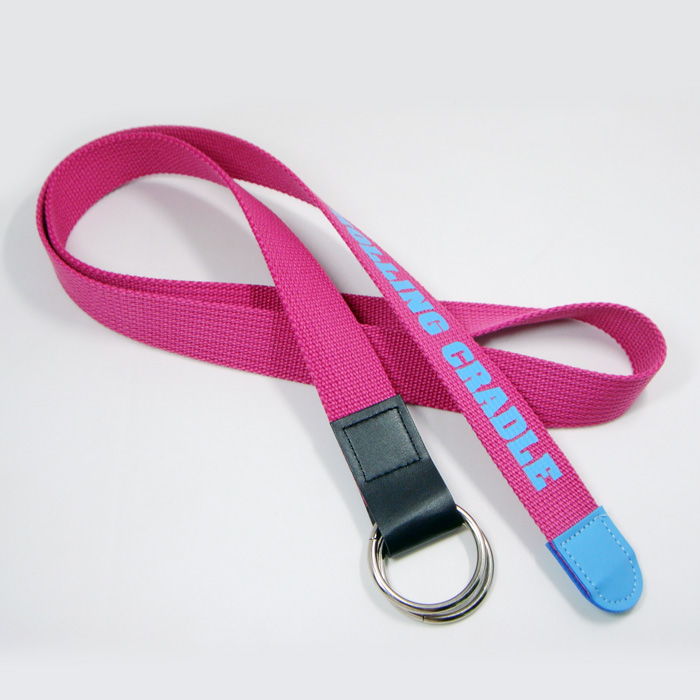 Business souvenir gift colorful polyester waist belt with leather accessory  