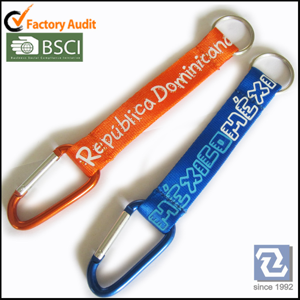 Printed nylon carabiner key holder strap for business gift