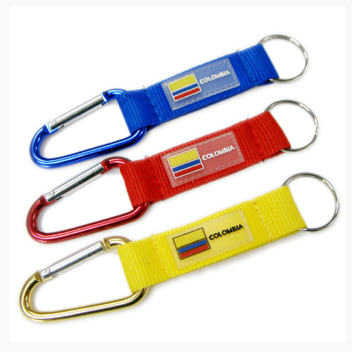 PVC custom logo polyester carabiner key holder strap factory