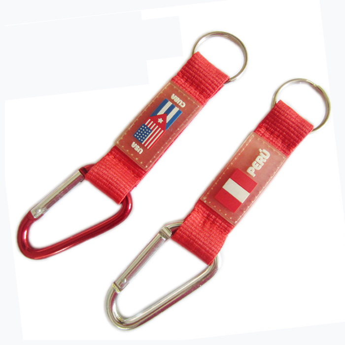 PVC custom logo polyester carabiner key holder strap factory