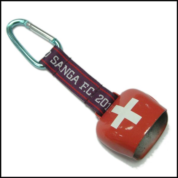 Carabiner cowbell holder strap with cusotm woven logo