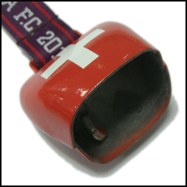 Carabiner cowbell holder strap with cusotm woven logo