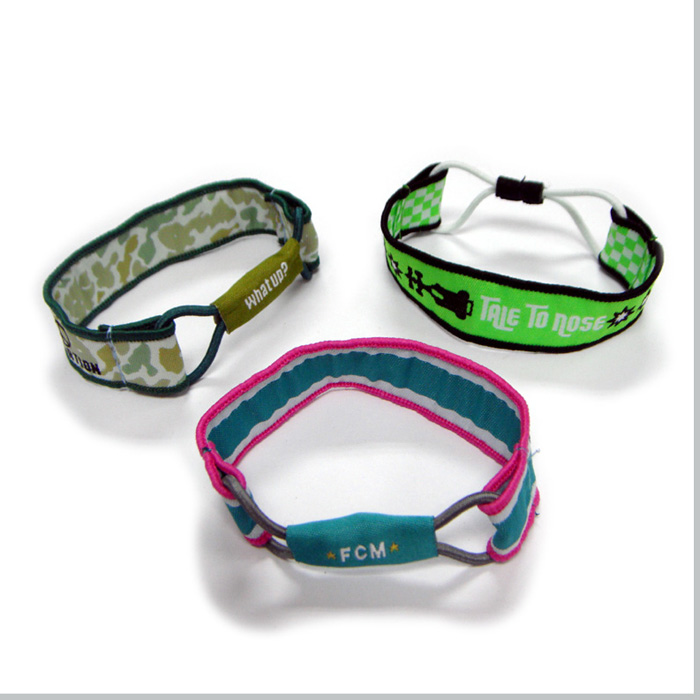 Woven custom logo satin hot gift elastic hand wristbands 