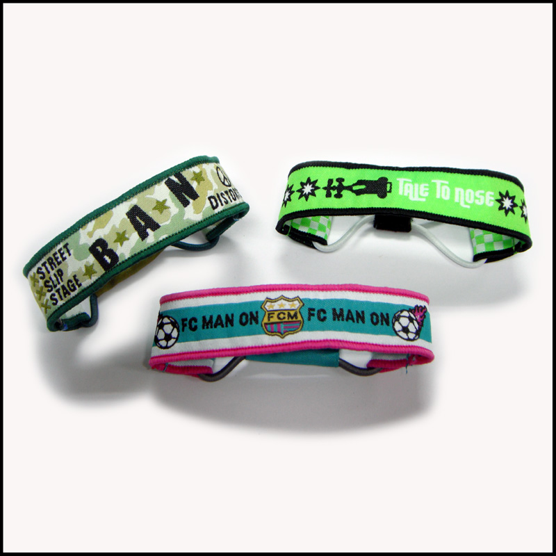 Woven custom logo satin hot gift elastic hand wristbands 