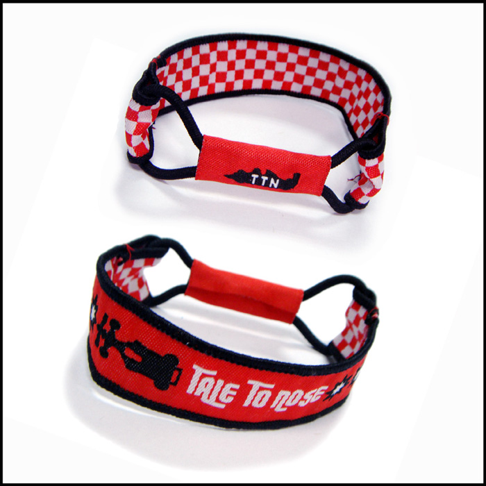 Woven custom logo satin hot gift elastic hand wristbands 