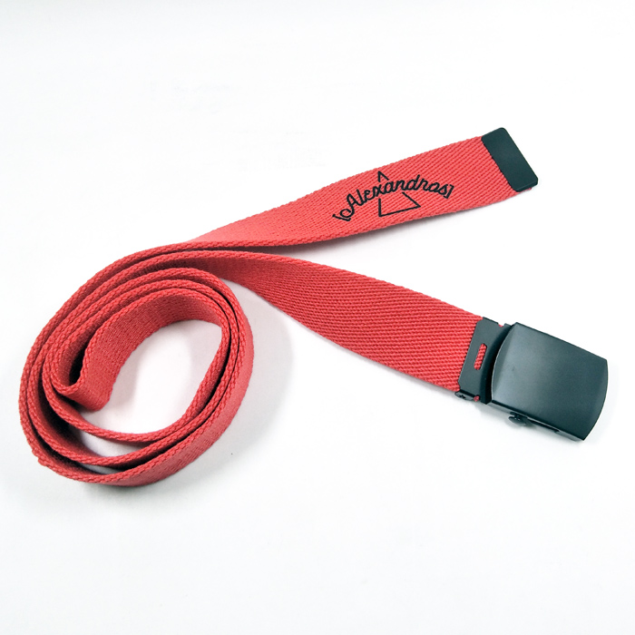 Fabric embroidered logo womens waist belts with black belt buckle accessories