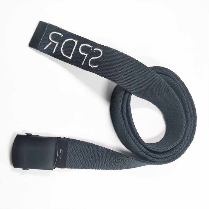 Fabric embroidered logo womens waist belts with black belt buckle accessories