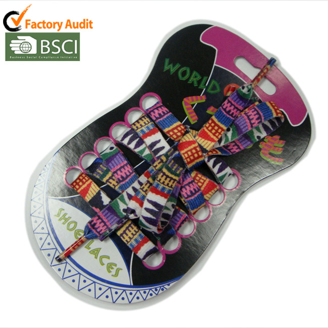 Fashion colorful logo polyester ​shoelaces custom design​ packing