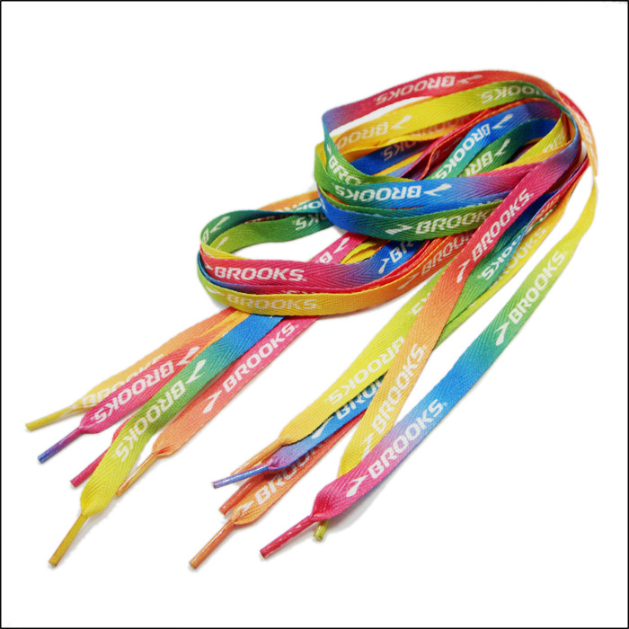Colors rainbow fashion sublimation custom logo soft shoelaces