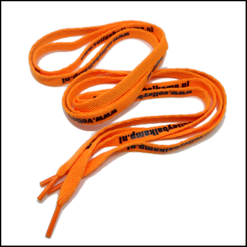 Sports running sneakers pink orange twill polyester shoelaces