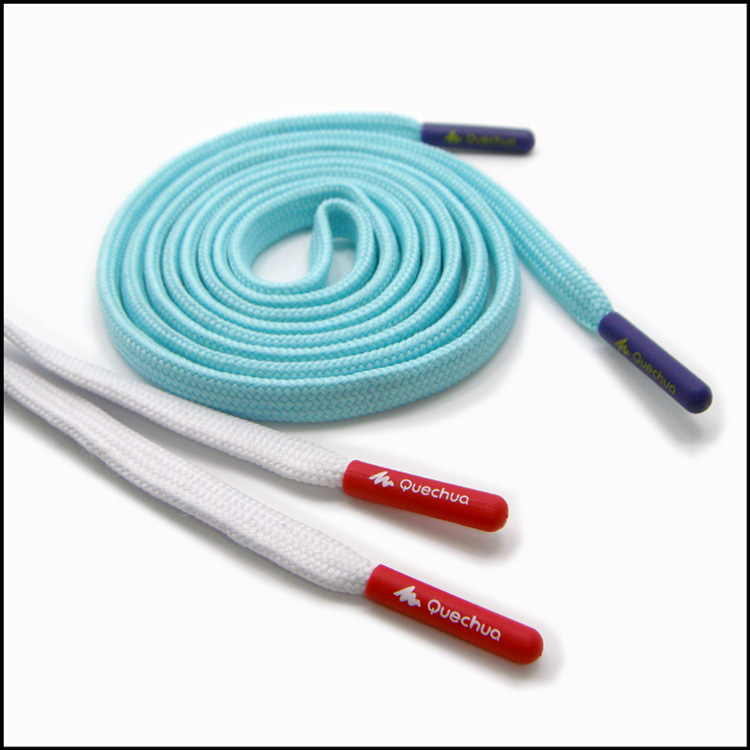 Silicon ends tips shoe string with printed custom logo  shoelace