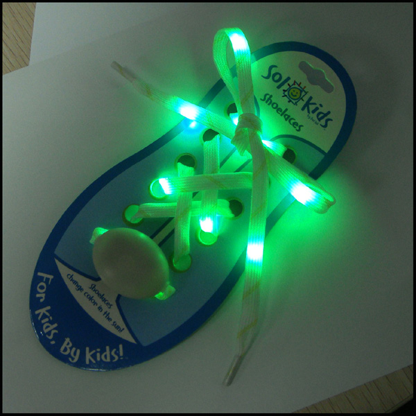 LED glowing recycled flashing nylon shoe laces led waterproof shoelaces 