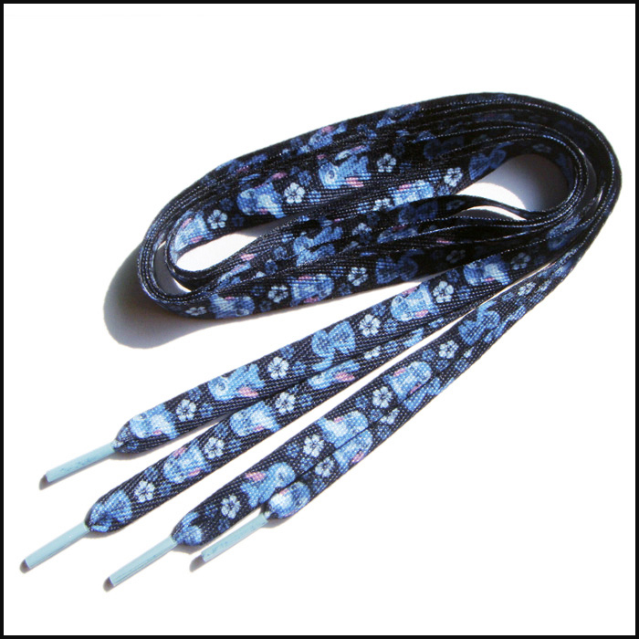 Animation sublimation printing blue polyester shoe laces