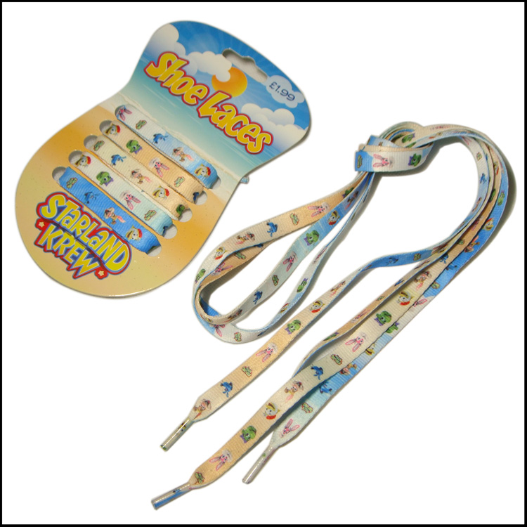 Animation sublimation printing blue polyester shoe laces