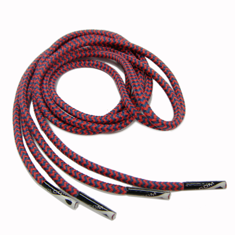 Luminous custom red round rope polyester printing logo tie shoelaces 