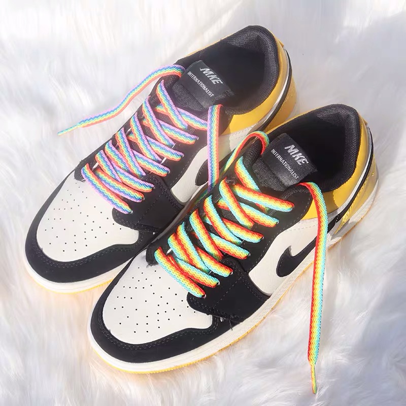 Weaving rainbow fabric string cardboard roll shoelace paper package 