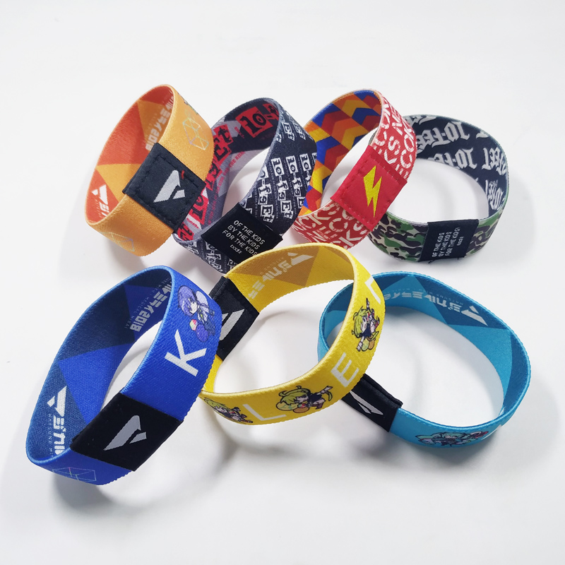 Sublimation wide elastic cute double sides logo wristbands
