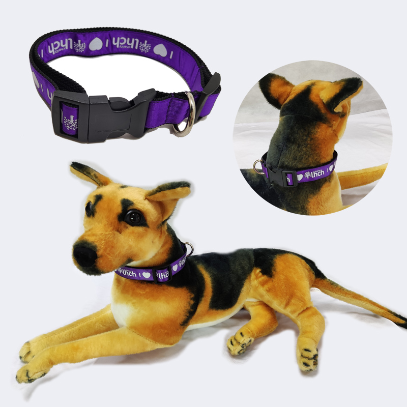 Purple rubber dog shock training collar polyester customized pet collar set manufacturers